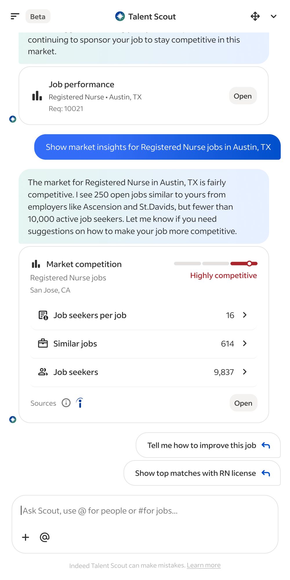 Talent Scout chatbot interface as shown at FutureWorks 2025